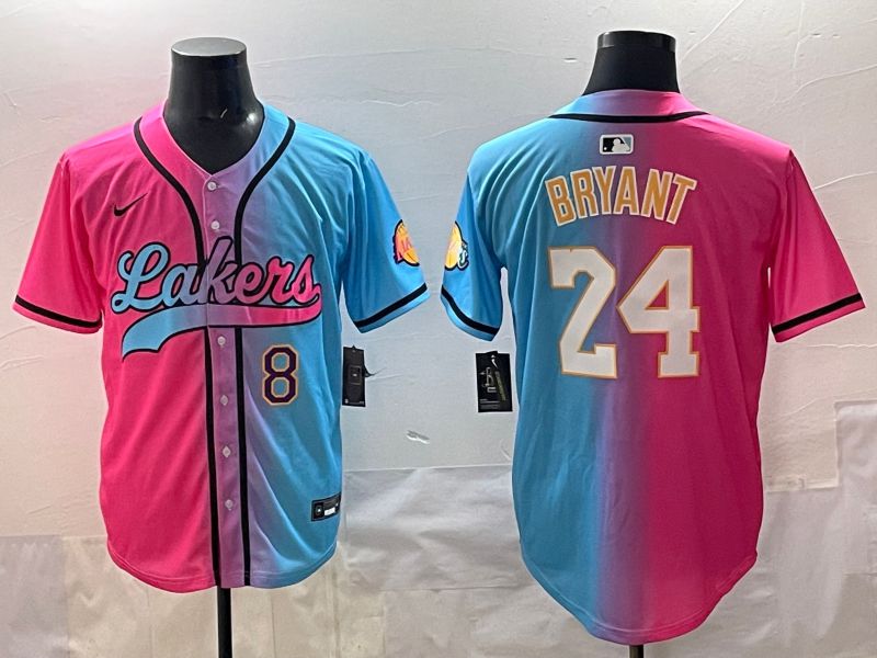 Men 2025 Los Angeles Lakers #24 Bryant Blue pink Nike NBA Jersey style 04